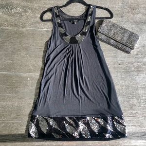 Express Black/Silver sleeveless‎  Cocktail Dress